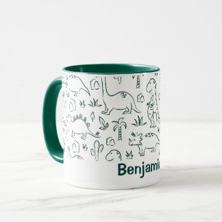 Dinosaurs Boy Name Dino Cute Jungle Green Mug