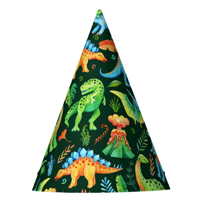 Dinosaurs Boys Birthday Prehistoric Animals Party Hat (Front)