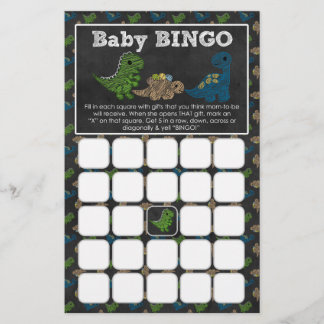Dinosaurs Chalkboard Baby Shower Game BINGO Cards