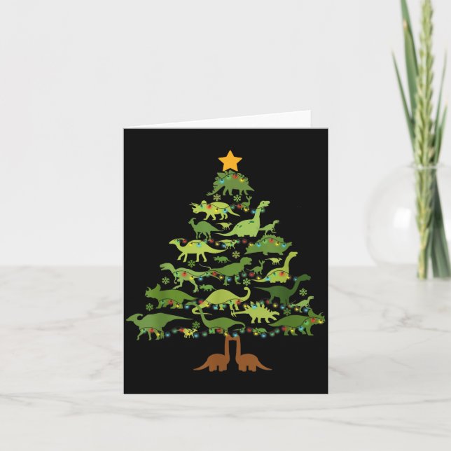 Dinosaurs Christmas Kids Christmas Tree Funny Love Card (Front)
