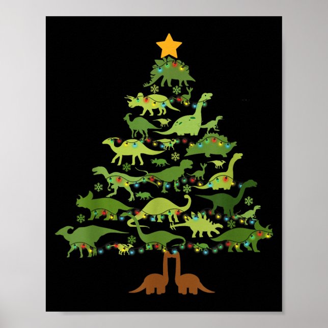 Dinosaurs Christmas Kids Christmas Tree Funny Love Poster (Front)