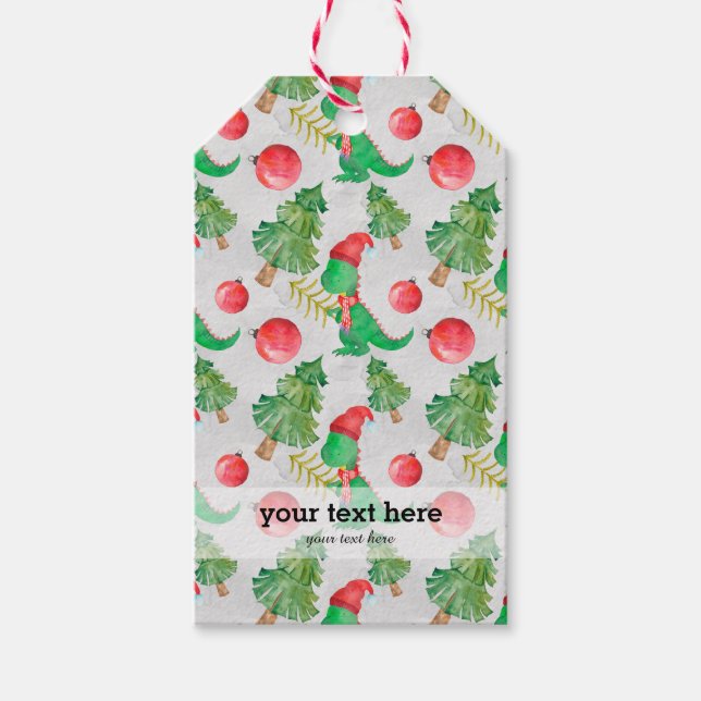 Dinosaurs Christmas pattern Gift Tags (Front)