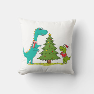 Dinosaurs Christmas Throw Pillow