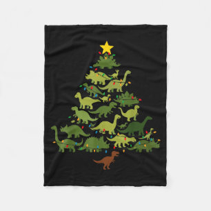 Dinosaurs Christmas Tree Merry Dinomas Funny Famil Fleece Blanket