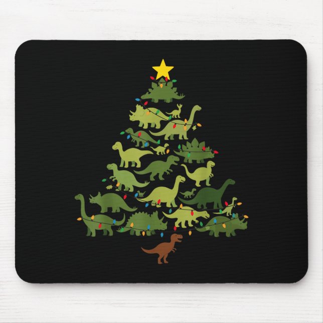 Dinosaurs Christmas Tree Merry Dinomas Funny Famil Mouse Pad (Front)