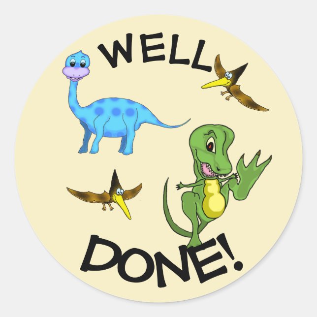 Dinosaurs Classic Round Sticker (Front)