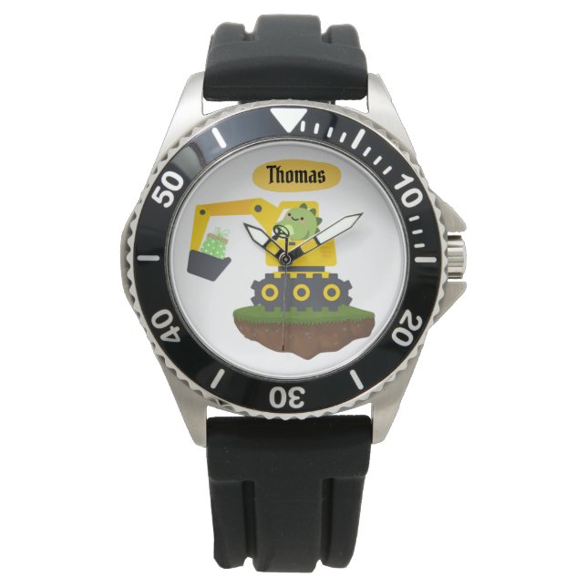 Dinosaurs Construction Site Vehicles Excavator Watch (Front)