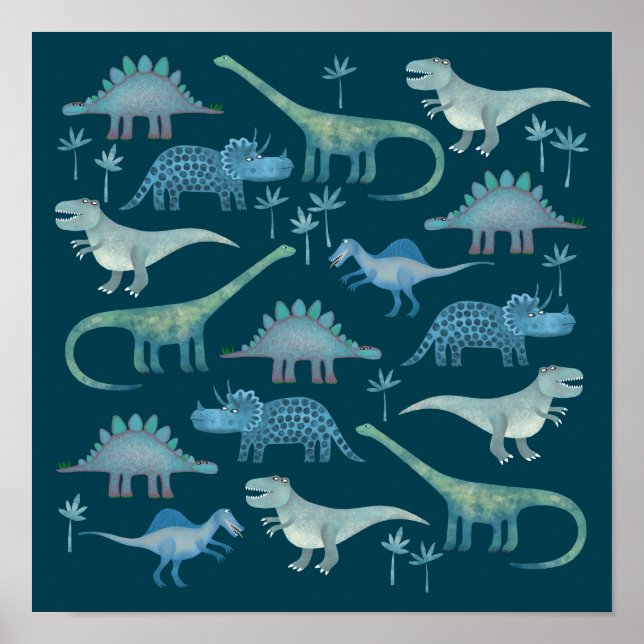 Dinosaurs Dark Green Poster (Front)
