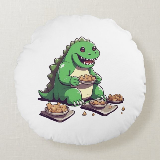 Dinosaurs diet tomorrow round pillow (Front)
