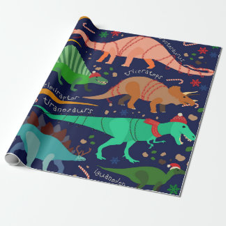 DINOSAURS DRESSED FOR CHRISTMAS WRAPPING PAPER