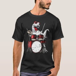 Dinosaurs Drums Music Playing rex Drummer Dino Bo T-Shirt