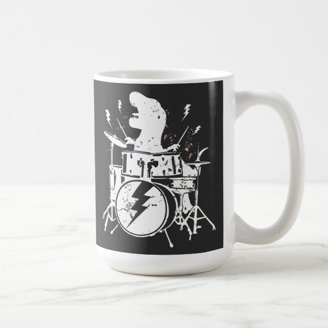 Dinosaurs Drums Music Playing T rex Coffee Mug (Right)