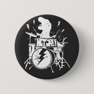 Dinosaurs Drums Music Playing T rex Round Button
