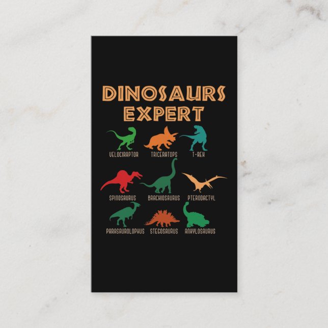 Dinosaurs Expert Boys Girls Dino T-rex Spinosaurus Business Card (Front)