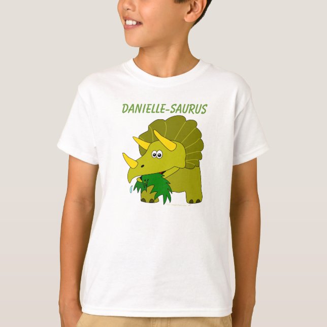 Dinosaurs For Kids Custom Name Fun Triceratops T-Shirt (Front)