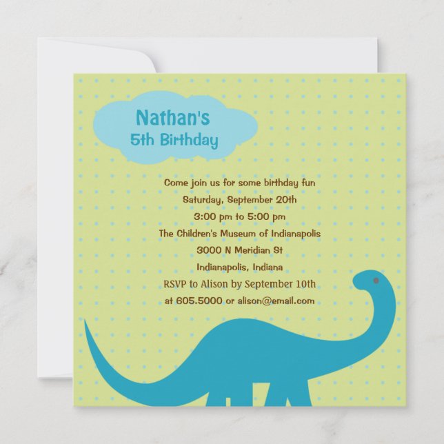 Dinosaurs Fun Birthday Party Invitation (Front)