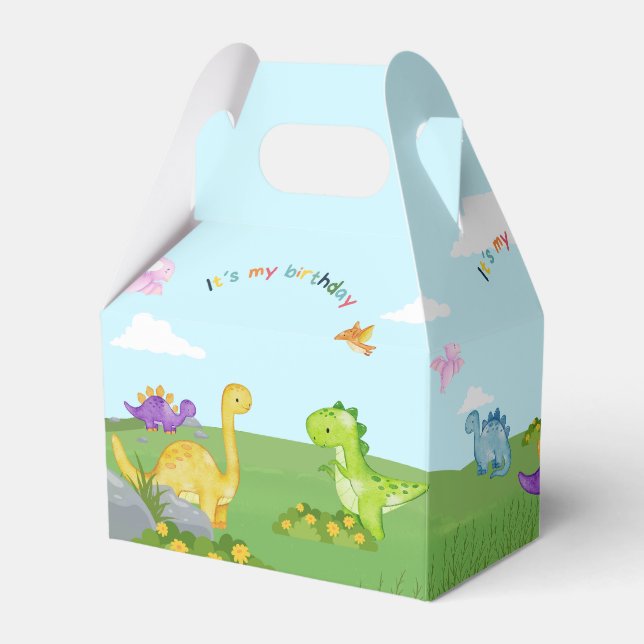 Dinosaur's garden/Dino garden birthday party  Favor Box (Front Side)