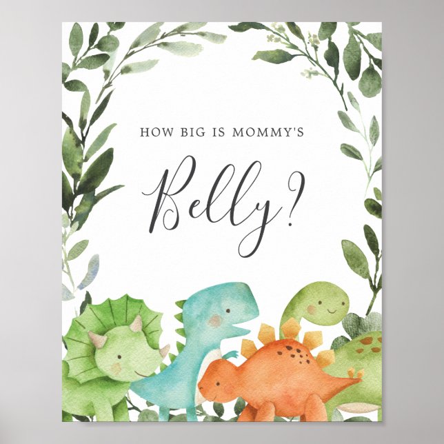 Dinosaurs Guess How Big is Mommy's Belly Sign (Front)