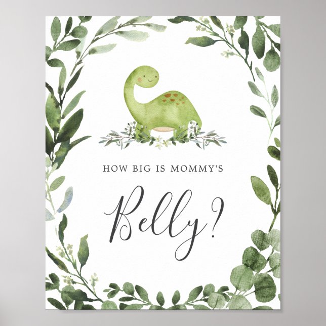 Dinosaurs Guess How Big is Mommy's Belly Sign (Front)