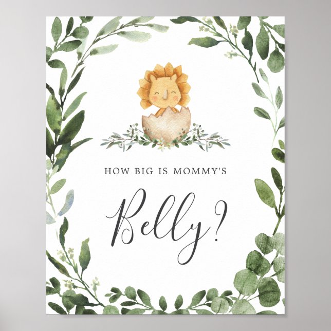 Dinosaurs Guess How Big is Mommy's Belly Sign (Front)