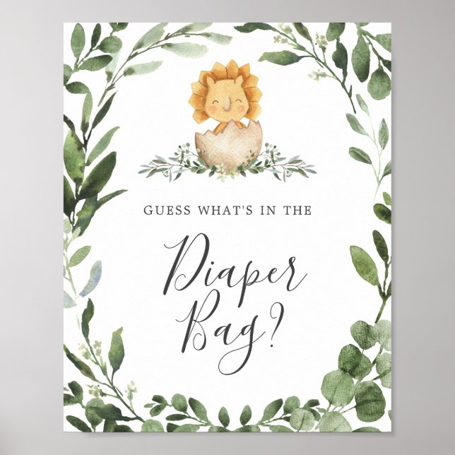 Dinosaurs Guess What's in the Diaper Bag Sign (Front)