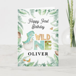 Dinosaurs Happy 1st Birthday Wild One Greeting Card
