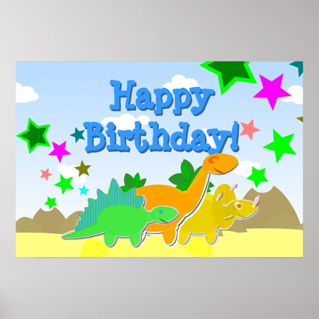 Dinosaurs Happy Birthday Poster (Front)