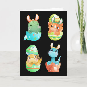 Dinosaurs Hatch Out Of Easter Eggs  Card