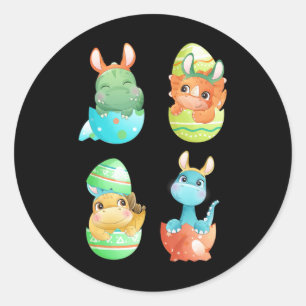 Dinosaurs Hatch Out Of Easter Eggs  Classic Round Sticker