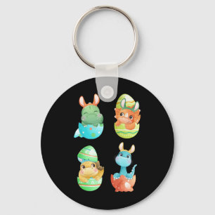 Dinosaurs Hatch Out Of Easter Eggs  Keychain