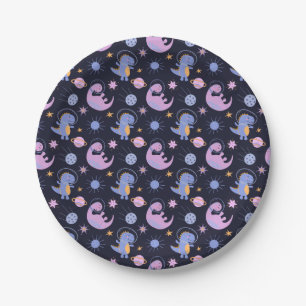 Dinosaurs In Space Pattern Paper Plate
