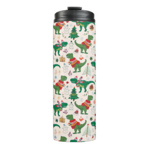 Dinosaurs in Sweaters Christmas Pattern Thermal Tumbler