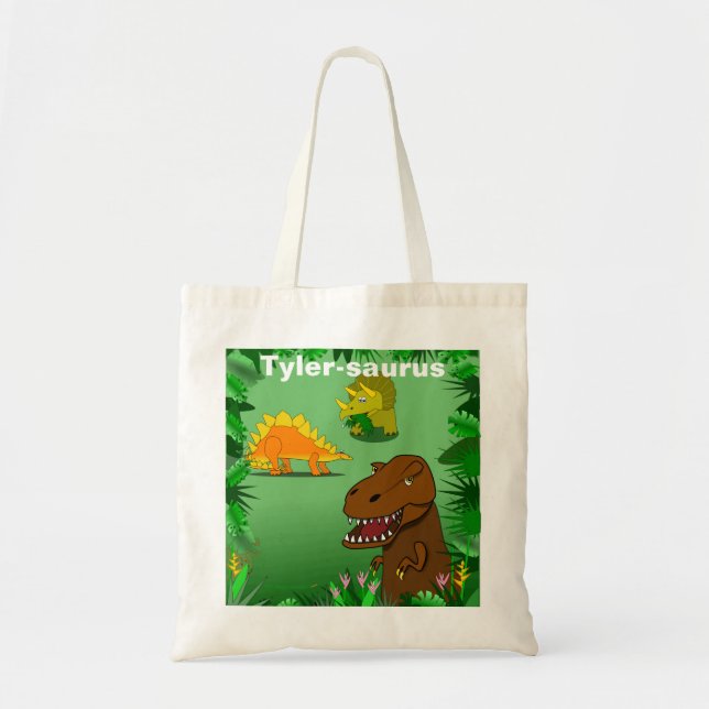 Dinosaurs in the Jungle Personalized Reusable Bag (Front)