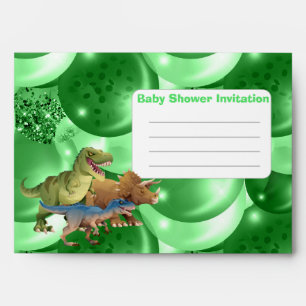 Dinosaurs Jurassic Baby Shower Invitation Blue Envelope
