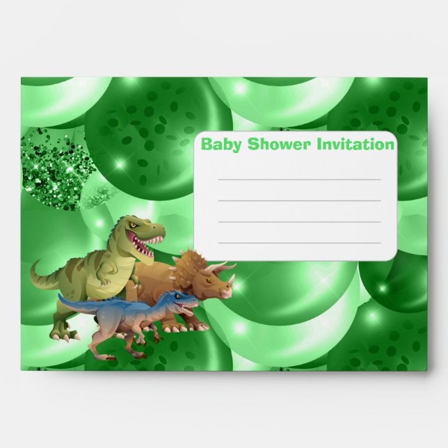 Dinosaurs Jurassic Baby Shower Invitation Blue Envelope (Front)