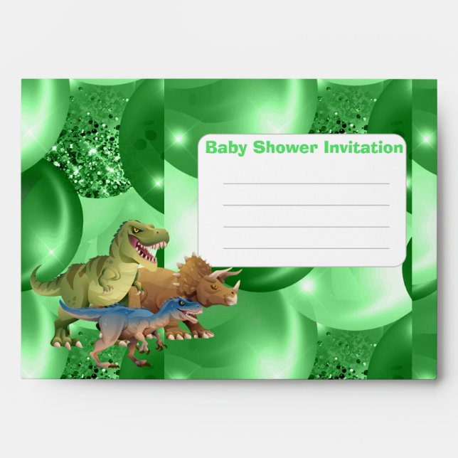 Dinosaurs Jurassic Baby Shower Invitation Green Envelope (Front)