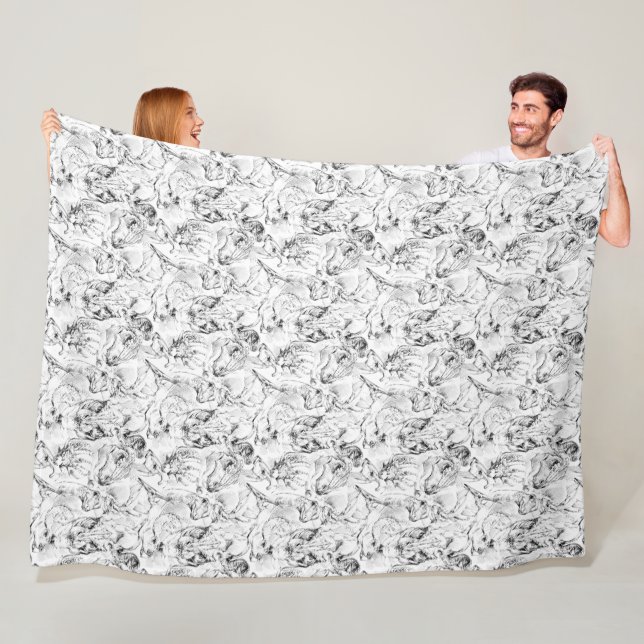 Dinosaurs Jurassic Sketch Art Fleece Blanket (In Situ)