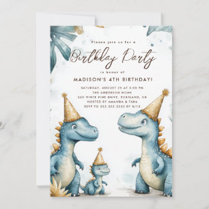 Dinosaurs kids birthday party  invitation