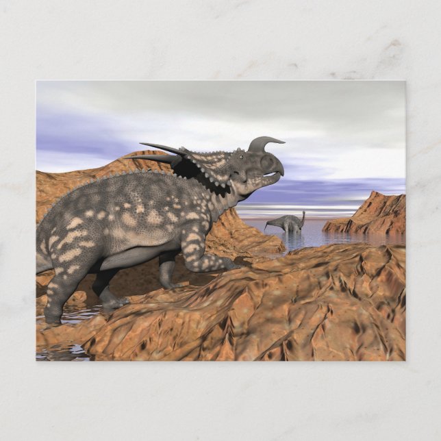 Dinosaurs landscape - 3D render Postcard (Front)