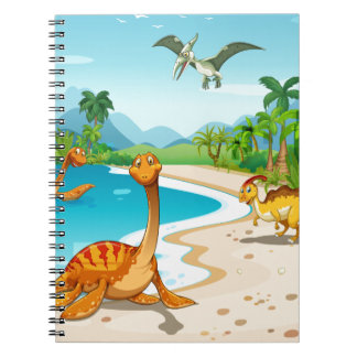 Dinosaurs living on the beach notebook
