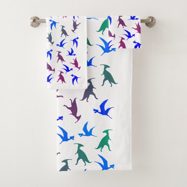 Dinosaurs Mandala triceratops  Bathroom Towel Set (Insitu)