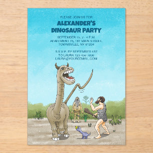 Dinosaurs meet the Stone Age Acrylic Invitations