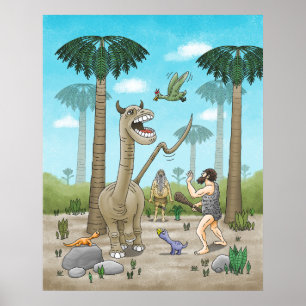 Dinosaurs meet the Stone Age Poster