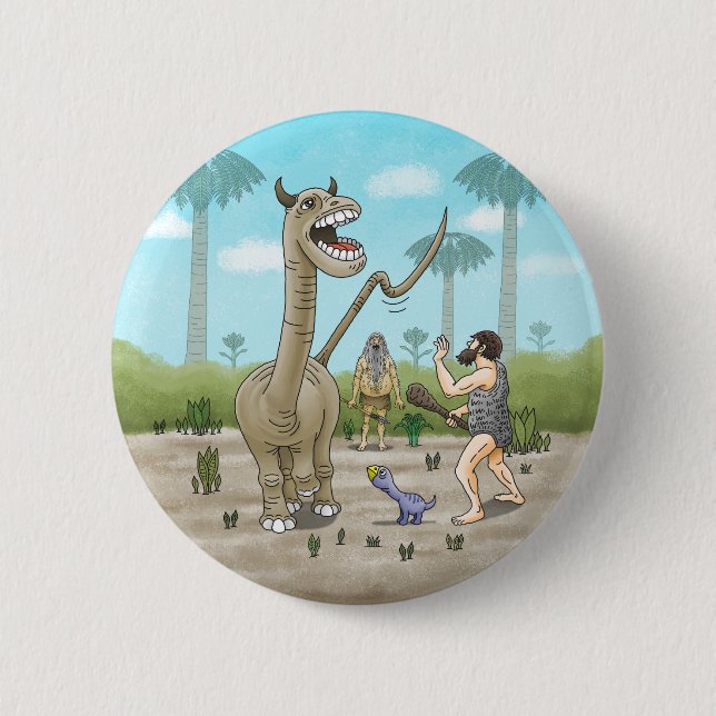  Dinosaurs meets the Stone Age 2 Inch Round Button (Front)