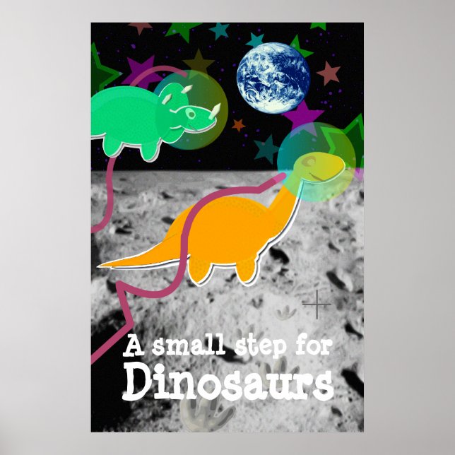 Dinosaurs on the Moon Poster Print (Front)