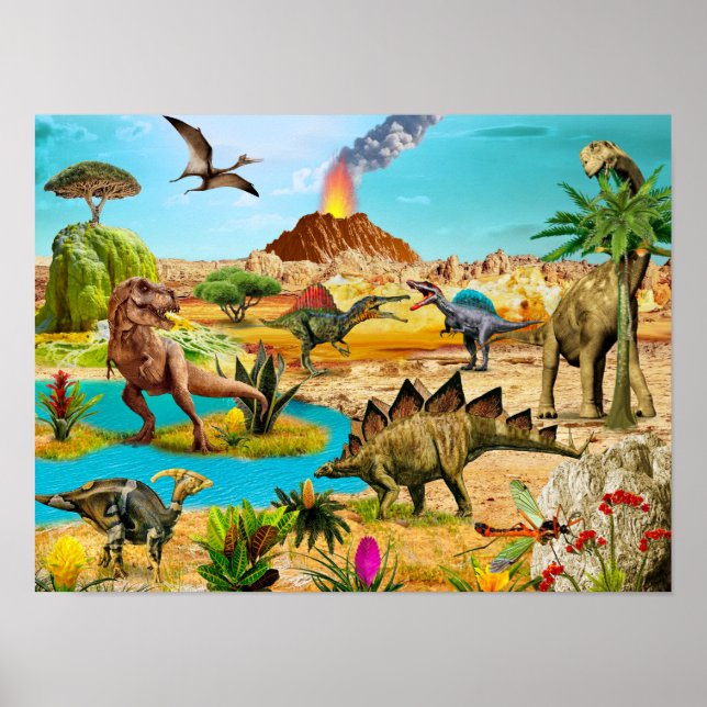 Dinosaurs painting print for decoration room wall (Front)