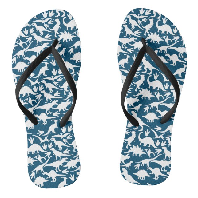 Dinosaurs pattern 01 w. DBlue BG Flip Flops (Footbed)