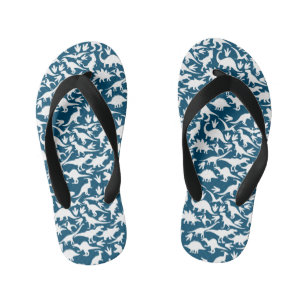 Dinosaurs pattern 01 w. DBlue BG Kid's Flip Flops