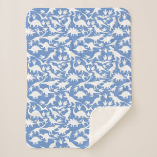 Dinosaurs pattern 01 w. LBlue BG Sherpa Blanket