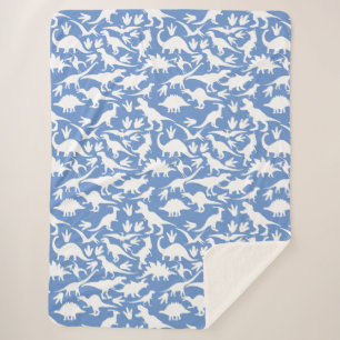 Dinosaurs pattern 01 w. LBlue BG Sherpa Blanket